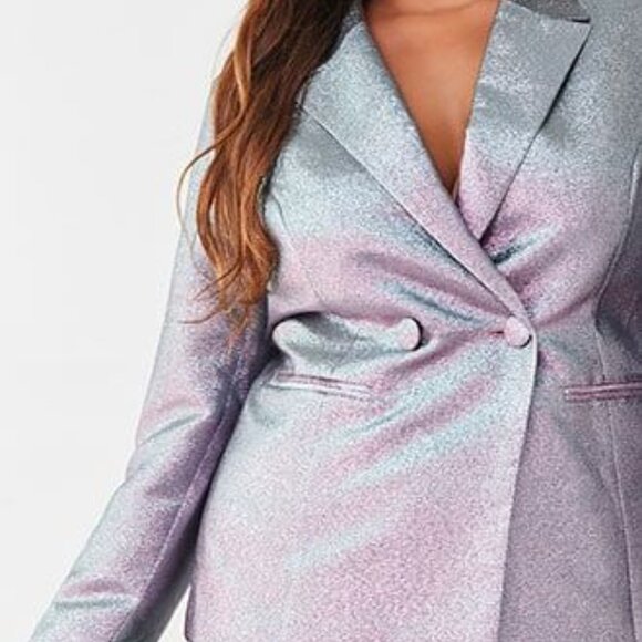 Forever 21+ Double Breasted Blazer Iridescent 0x - Picture 3 of 12
